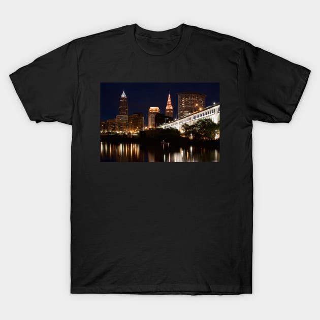 Cleveland Nightscape T-Shirt by dalekincaid